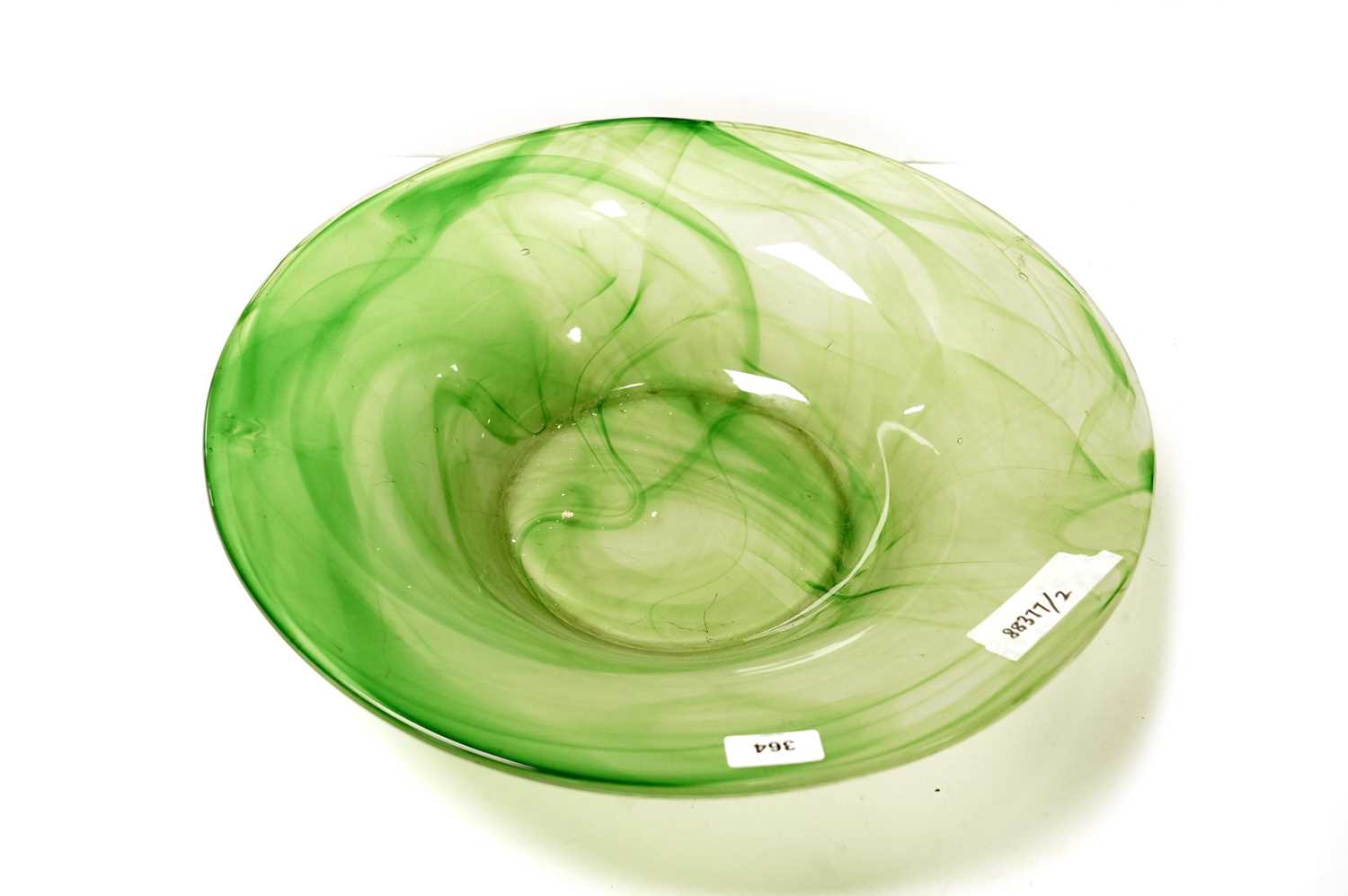 A 1930s George Davidson cloud glass bowl in green and a green glass rose bowl - Image 2 of 4