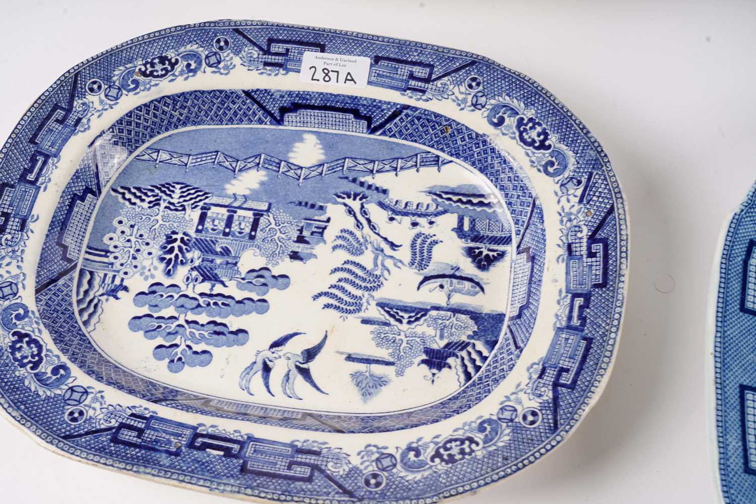 A collection of blue and white meat plates - Image 6 of 10