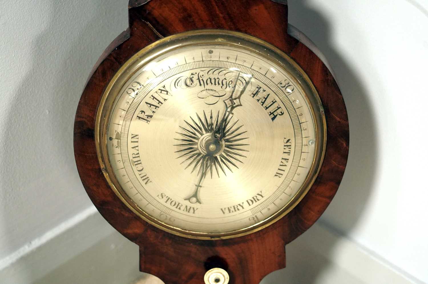 A mid-19th Century walnut wheel barometer - Image 2 of 3