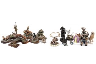 Nine Border Fine Arts animal figures; Capodimonte figures; and other assorted figures