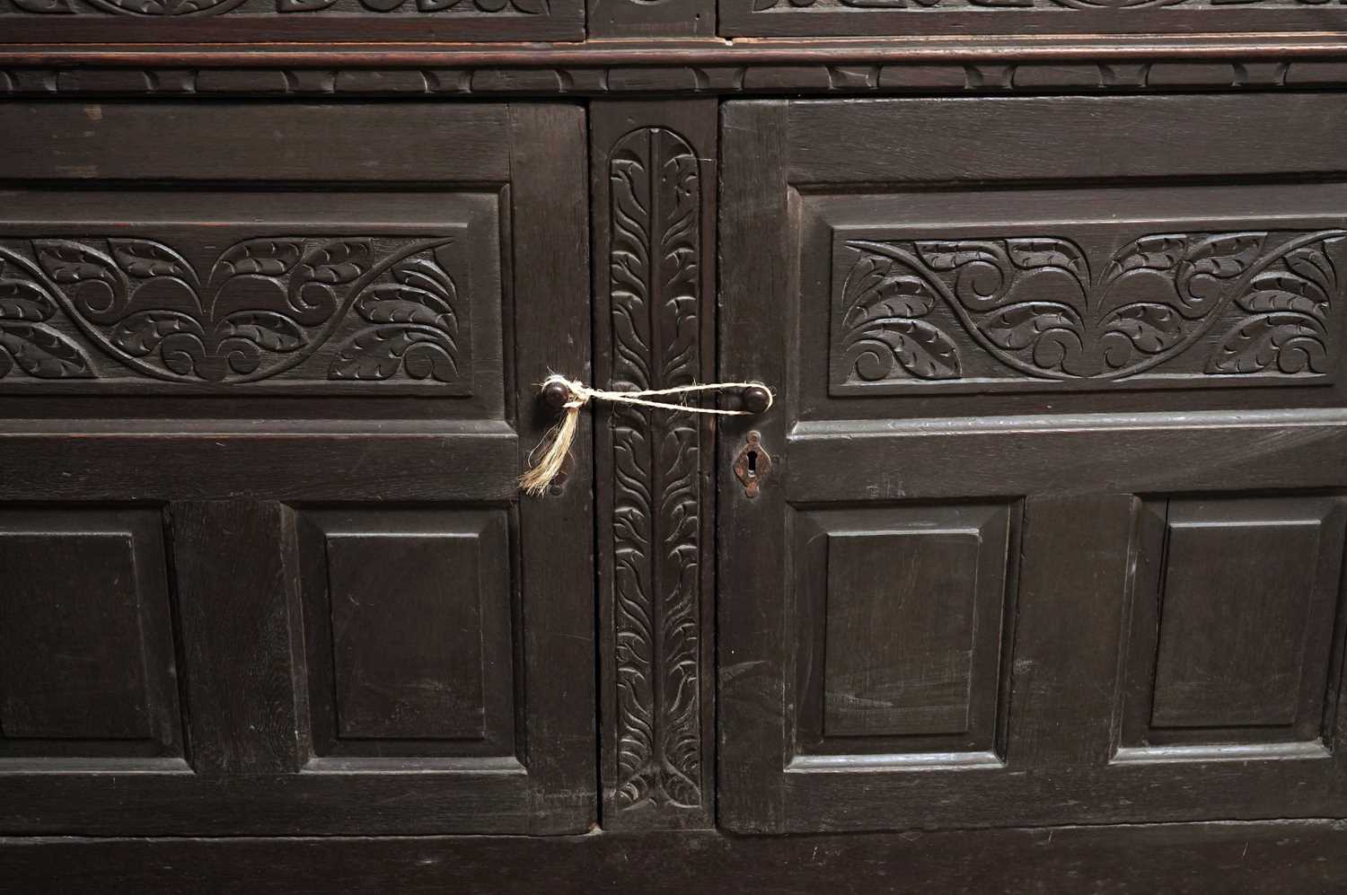 A 17th Century style carved oak buffet; and a 19th Century oak court cupboard - Image 3 of 13