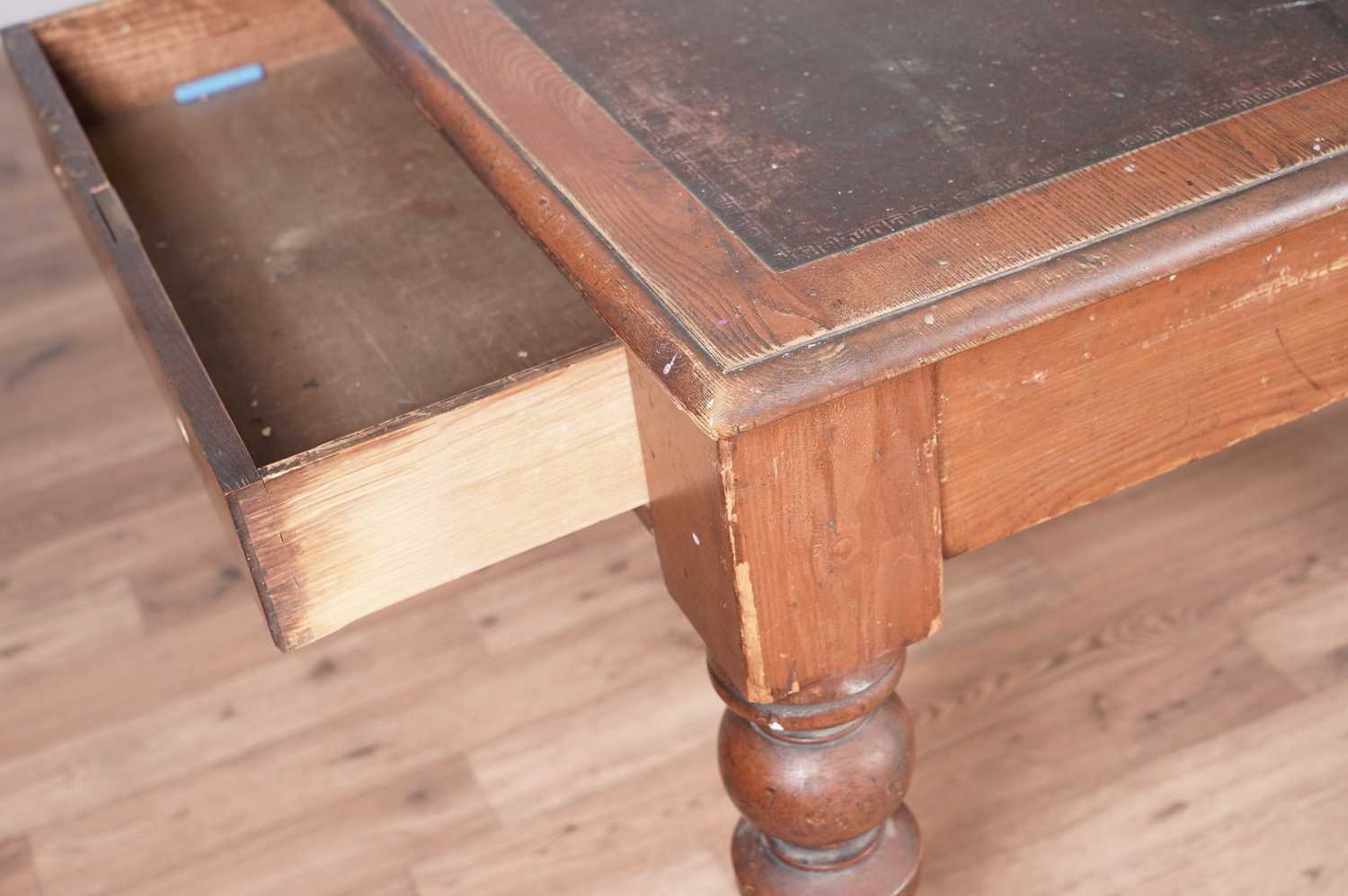 A substantial Victorian stained oak library table. - Image 4 of 4