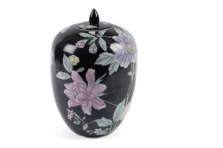 Asian famille noir vase and cover