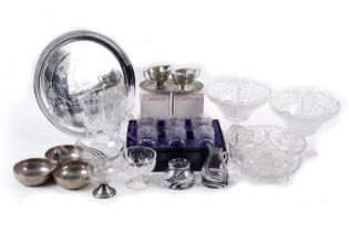 A pair of Lausitzer cut-glass bowls, other glassware, and plated items