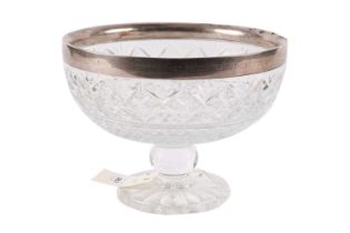 A George V silver mounted cut glass bowl