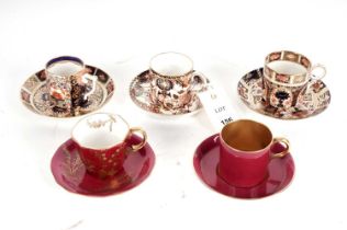A selection of Royal Crown Derby 'Imari' and other coffee cups