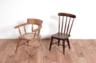 A beech and elm children's spindle back chair with another