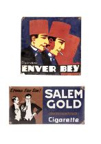 Two tobacco enamel advertising signs