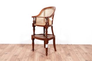 A Victorian mahogany bergere children's highchair