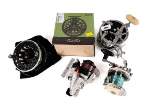 Four various fishing reels