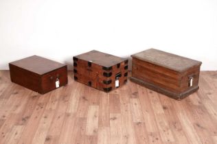 A collection of three wooden chests