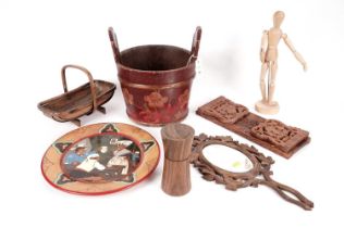 A selection of antique and later treen wares