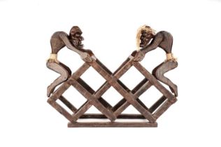 A vintage wine bottle rack