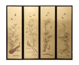 A set of four Chinese silk embroideries
