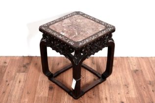 A Chinese Oriental hardwood table of square form