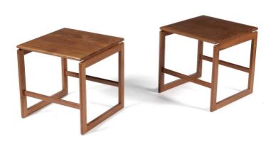 A collection of two retro teak bedside tables with another