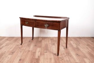 An Edwardian inlaid mahogany bowfront hall table