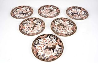 A set of six Victorian Royal Crown Derby circular plates