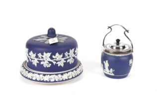 A Wedgwood Jasperware cheese dome; and a biscuit barrel