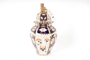 A Royal Crown Derby ‘Imari’ pattern hexagonal vase and cover