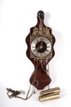 A 20th Century German brass mounted walnut wall clock