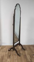 A 20th Century mahogany cheval mirror