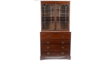 A George III mahogany secretaire bookcase