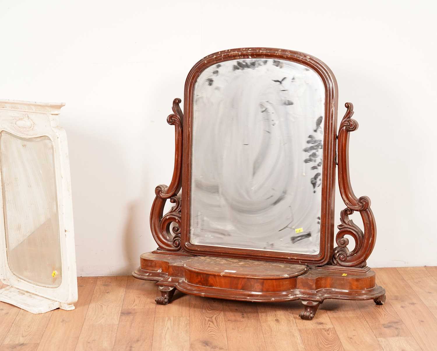 A Victorian mahogany toilet swing mirror with another - Image 2 of 3