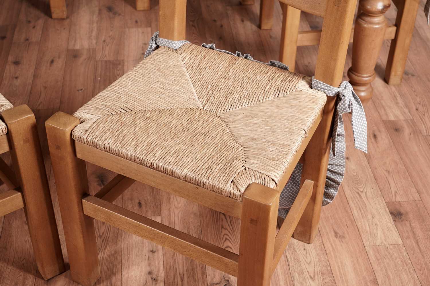 A substantial Victorian style pine kitchen table; and six modern beechwood dining chairs - Image 3 of 3