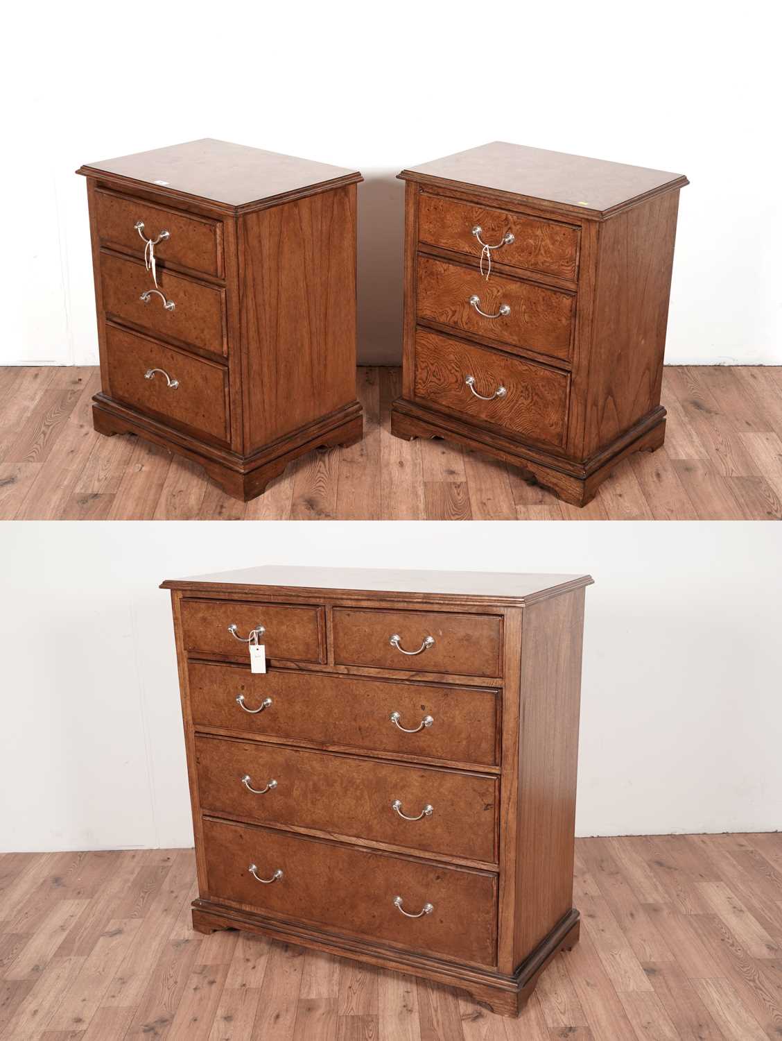 Frank Hudson A chest of drawers and a pair of matching chests