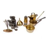 A selection of brass and pewter ware