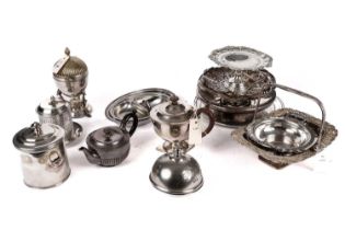 A selection of Victorian and later silver plated table wares