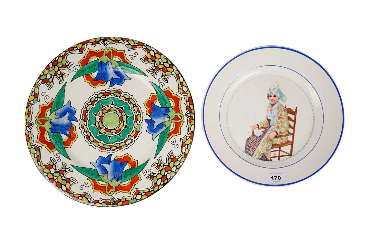 A Maling ‘Bluebell’ pattern plate and an early 20th Century Dutch ceramic plate
