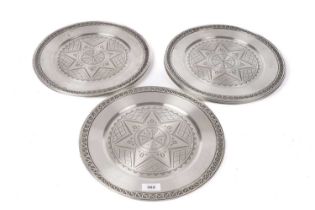 A set of Konge Tin-Pewter decorative plates