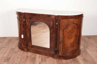 A Victorian walnut marble topped credenza