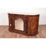 A Victorian walnut marble topped credenza