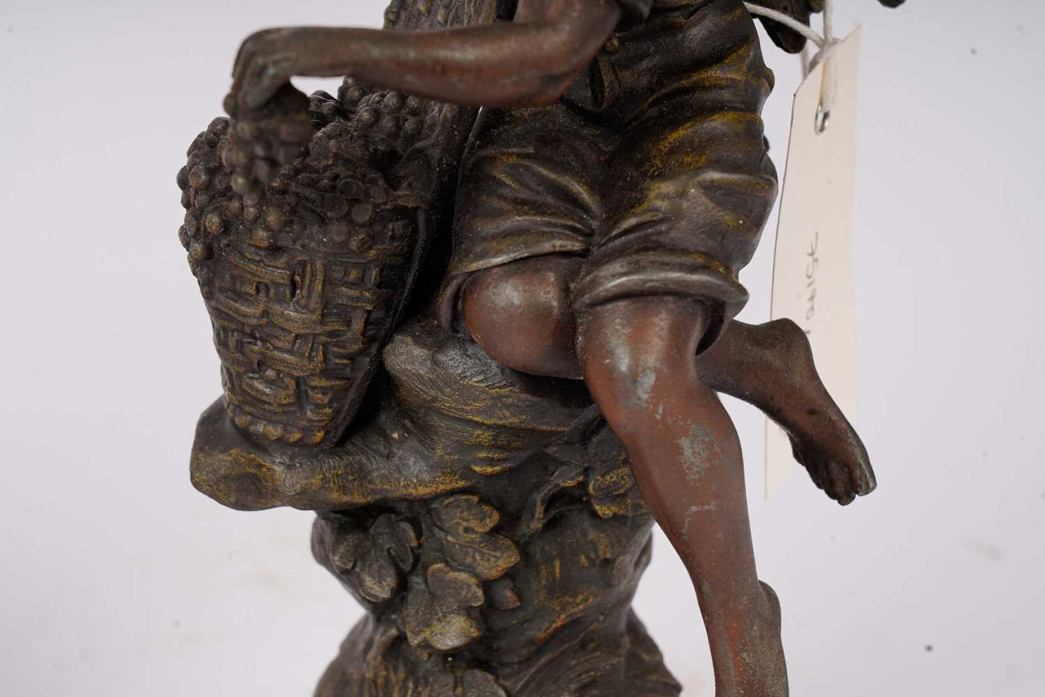 A pair of 19th Century bronzed spelter figures after Francois Moreau, & another figure. - Image 4 of 7