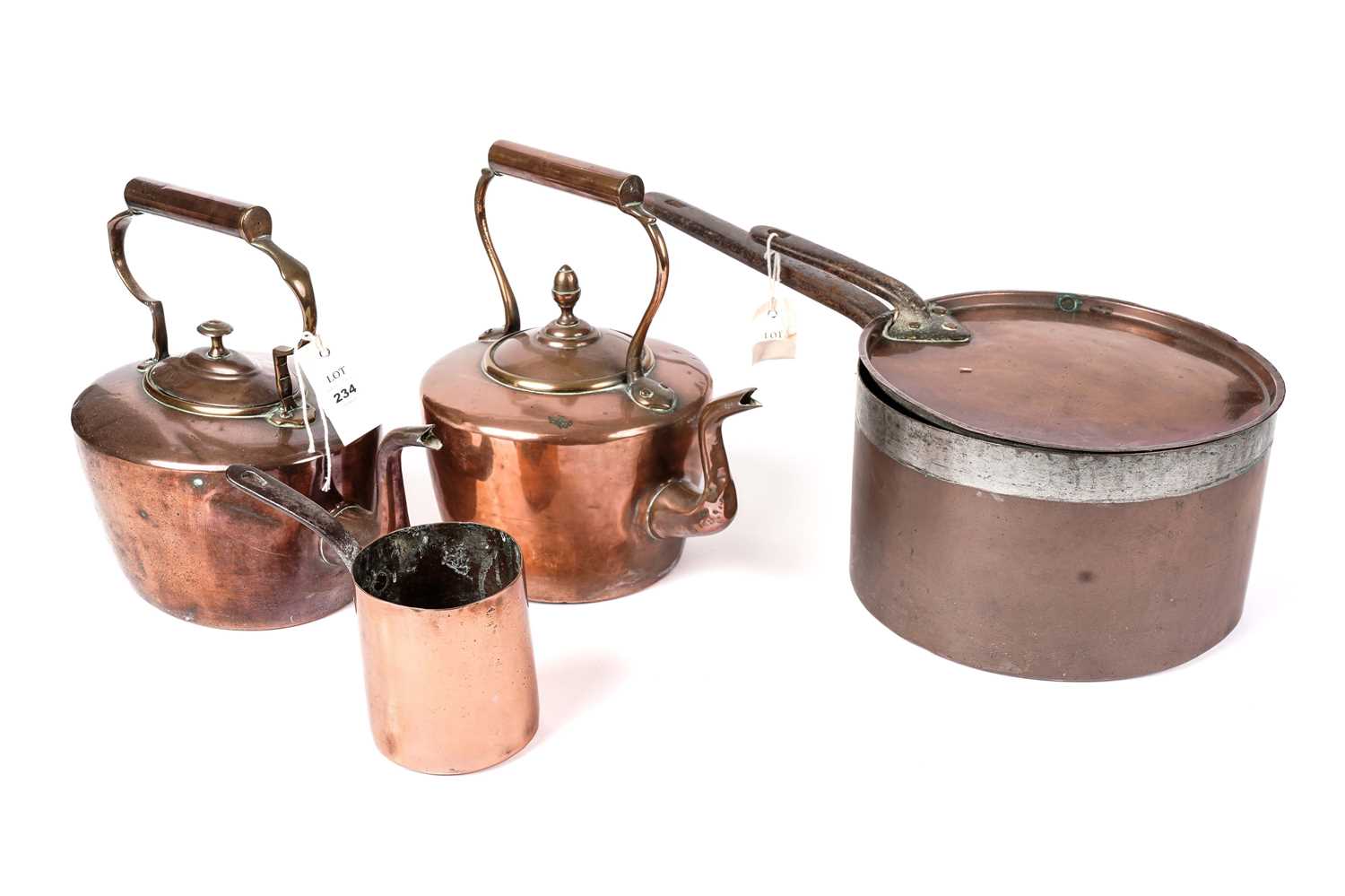 A selection of 19th Century cooper kitchenware
