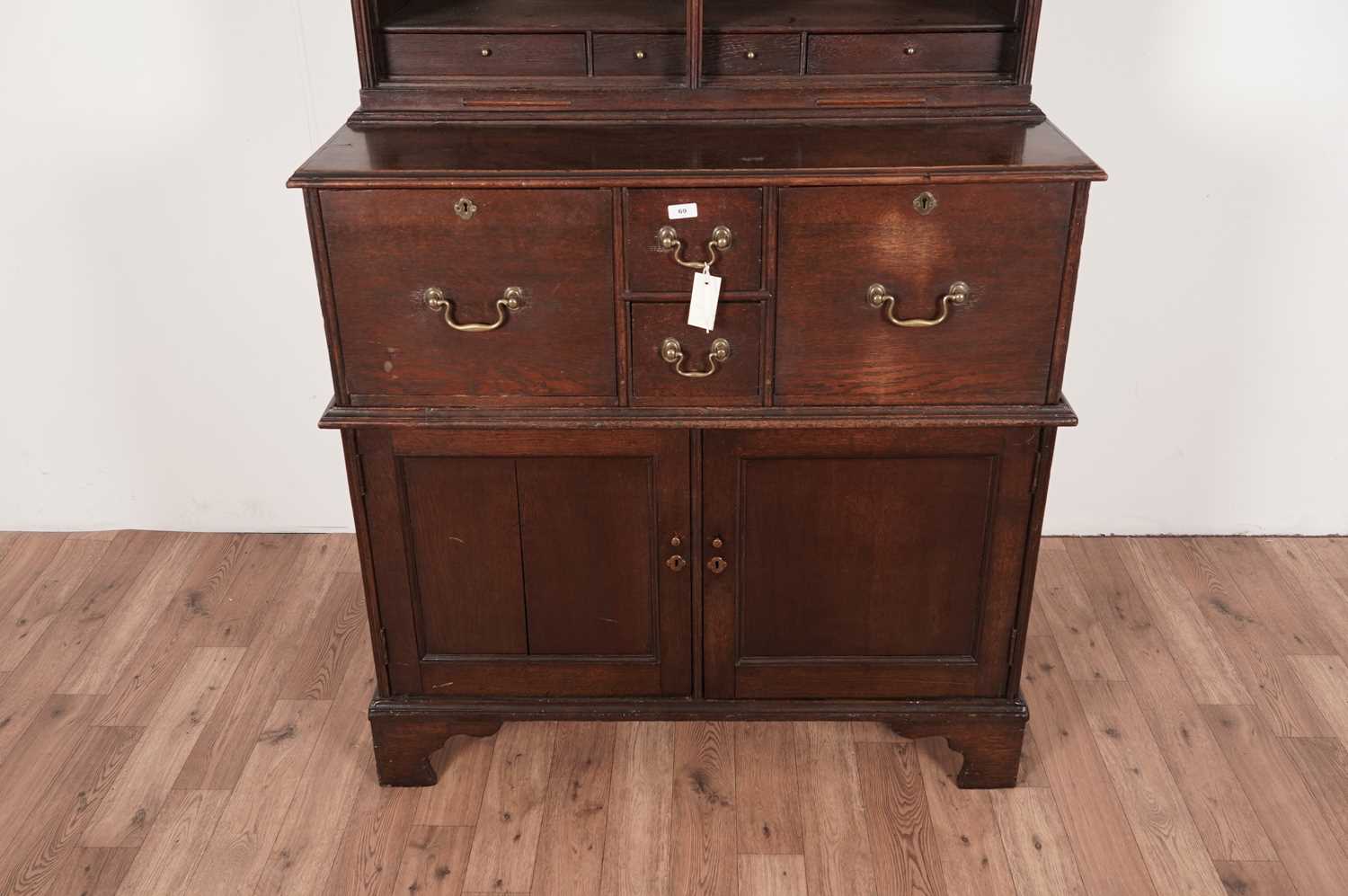 A Georgian style oak double dome bookcase cabinet - Image 6 of 6