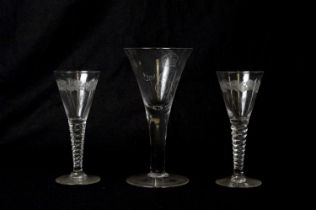 Whitefriars coronation glass, two others