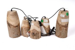 A selection of Pomax Home Collection naturalistic wooden table lamps