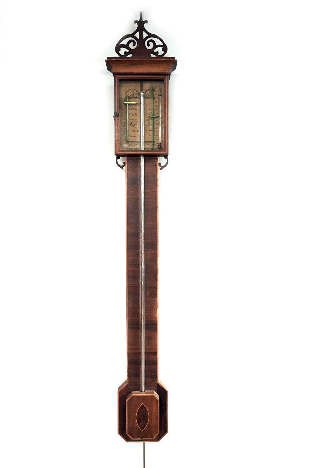 A mid-19th Century inlaid mahogany stick barometer, by Charles Howarth of Halifax