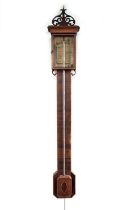 A mid-19th Century inlaid mahogany stick barometer, by Charles Howarth of Halifax