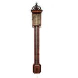 A mid-19th Century inlaid mahogany stick barometer, by Charles Howarth of Halifax