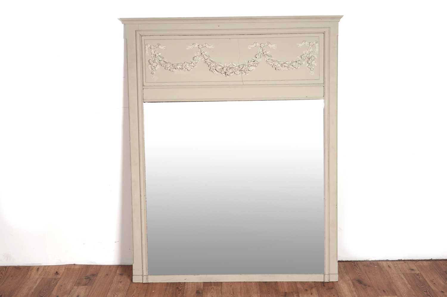 Green painted pine overmantel mirror