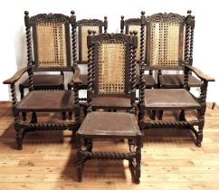 A set of eight Jacobean revival dining chairs