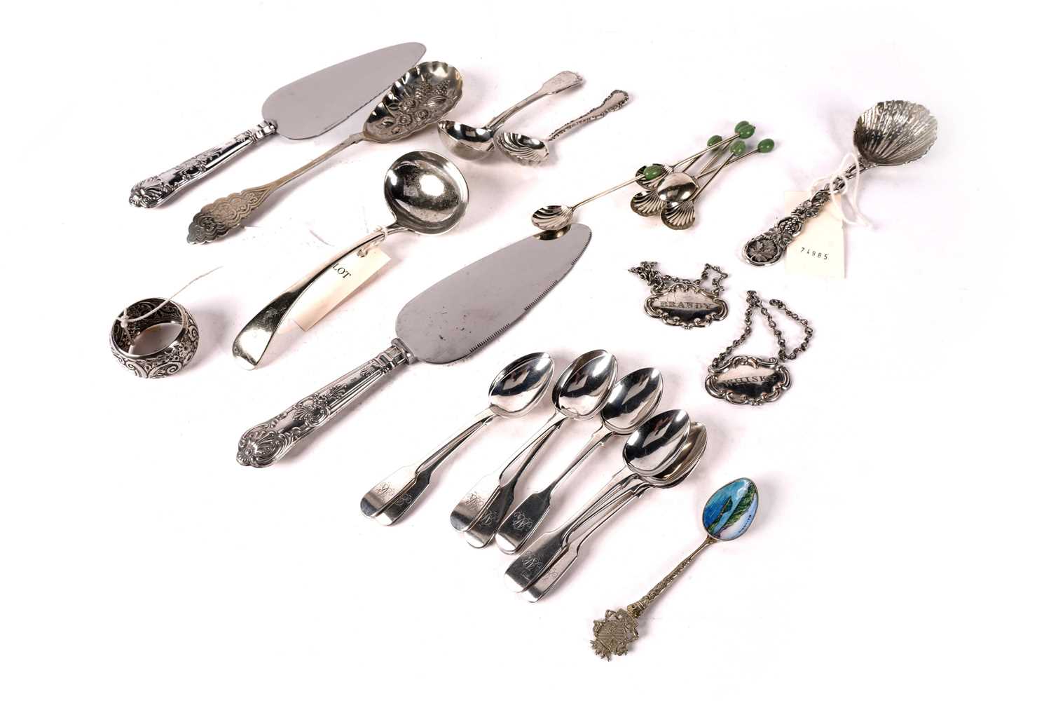 A selection of silver and silver plated spoons and tableware