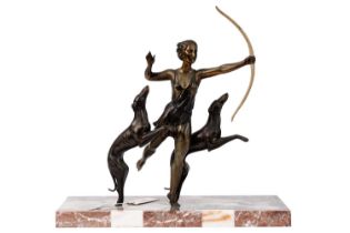 An Art Deco model of a female archer