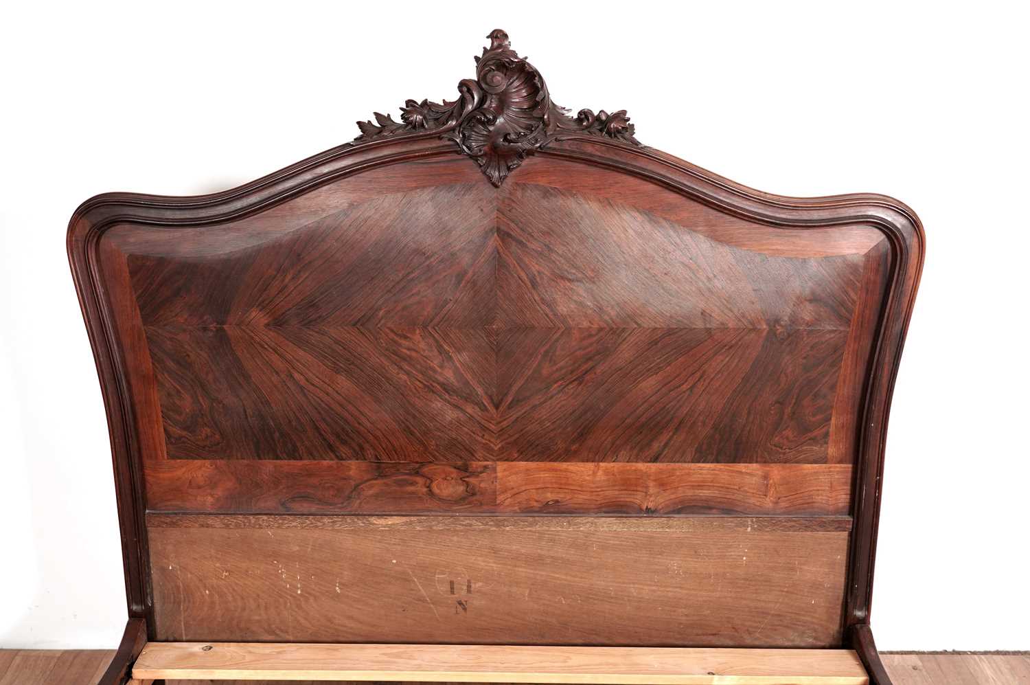 An early 20th Century rosewood double bed with arched headboard - Image 3 of 5