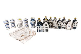 A selection of KLM delft decorative ceramic house decanters